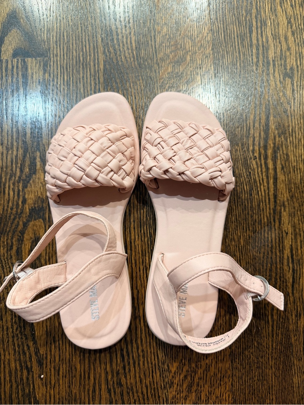 Steve Madden Pink Woven Strap Ankle Sandals